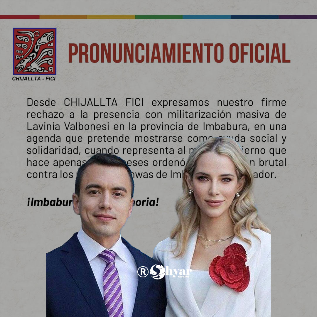 CHIJALLTA FICI se pronuncia sobre visita de la primera dama en Imbabura