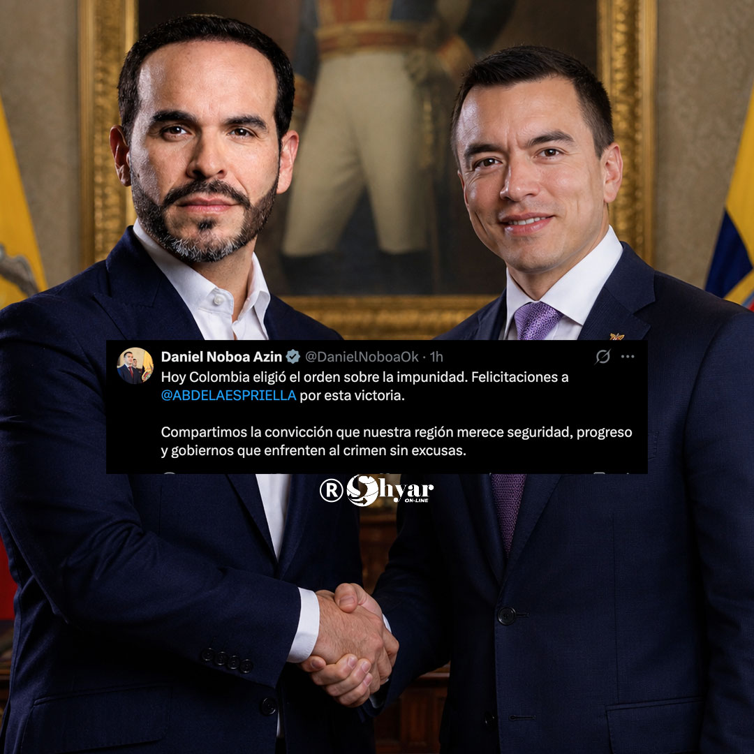 Noboa celebra el triunfo de De la Espriella: “Hoy Colombia eligió el orden sobre la impunidad”