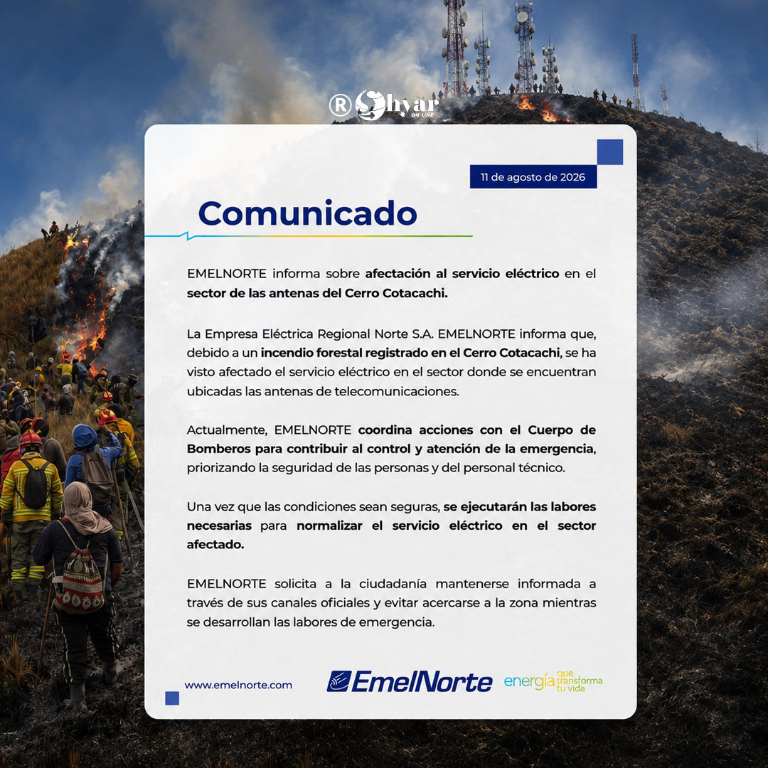 EMELNORTE espera condiciones seguras para restablecer energía en el Cerro Cotacachi